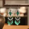 Pendientes bohemios antiguos de ojo de caballo para mujer, con cuentas acrílicas multicapa y gotas de agua, estilo vintage festivo.