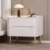 Mesita de noche de madera maciza de lujo ligero, armario de almacenamiento de pizarra, mesita de noche simple y moderna para dormitorio, mesita de noche de cuero para apartamento pequeño
