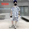 Conjunto de Camisa Floral Havaiana para Meninos, Roupa Estilosa para Férias na Praia, Camisa Legal e Estilosa para Crianças, Roupa da Ilha de Sanya