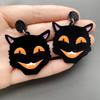 Brincos de Acrílico Cruzados Europeus e Americanos para Halloween Gato Preto Fantasma Boneco Sr. Caveira Boca Abóbora Língua Lábios para Mulheres