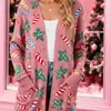 Nuevo cárdigan fino largo de comercio exterior transfronterizo con bolsillos, abrigo suéter de moda estampado para otoño e invierno, personalizado, casual para mujer