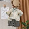 Conjunto de camisa de verano para niño, ropa bonita para niños, conjunto de dos piezas Guofeng de manga corta para bebé de verano 0