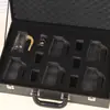 Caja de Embalaje para Copas de Vino, Caja de Almacenamiento para Dispensador de Vino, Caja Portátil de Piel Sintética con Forro Estampado en Oro, Caja de Regalo de Alta Gama con Algodón Perlado, Caja de Exhibición