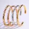 Pulsera de Acero de Titanio con Perlas y Diamantes, Pulsera Abierta en Forma de C de Lujo Ligero para Mujer, Joyería de Pulsera de Moda de Nicho Transfronteriza de Gama Alta