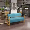 Sofá de Peluquería Silla de Espera Sofá de Acero Inoxidable Área de Descanso de Peluquería Sofá de Recepción Salón de Belleza Peluquería Exclusivo