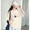 Camiseta de manga corta con estampado de dibujos animados para niños, nuevo modelo 2026 para niñas, camiseta básica de verano dopamina para niños con cuello redondo y media manga