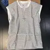 Colete Cardigan Listrado Masculino Tendência Novo Versátil Solto Casual Design Color Block Camiseta Sem Manga Tendência Top