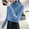 Tejido de hilo de núcleo Suéter de cuello alto Capa base Otoño e invierno Cuello alto Corte ajustado Elegante Manga larga Sentido del diseño Ropa de punto