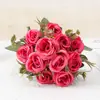 Suministro Listo de Ramos de Flores Artificiales Más Vendidos de Comercio Exterior para Decoración del Hogar Rosas Realistas de Seda de Gama Alta y Flores Artificiales
