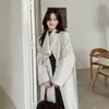 Abrigo de Lana de Doble Cara con Cuello Alto, Cinturón, Estilo Coreano, Temperamento Casual, Otoño/Invierno, Marca Grande, Abrigo Largo Grueso y Cálido