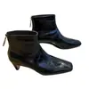 Botas de Cano Curto Estilo Europeu com Salto Baixo e Zíper Atrás Femininas Outono Inverno Botas Simples 2026 Novo Padrão de Pedra Couro Genuíno Mais Vendido