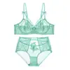 Liquidación Especial Más Vendido Marca de Moda de Comercio Exterior Europeo y Americano Sexy con Apliques Espalda Hermosa Ultra Delgado Encaje Conjunto de Sujetador Cintura Alta