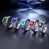 Anillo de titanio con gema para hombre, moderno y sencillo, joyería de anillo de comercio exterior transfronterizo