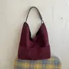 Bolso retro de gamuza a la moda, bolso para madre e hija, bolso de un solo hombro para debajo del brazo para mujer, elegante bolsa de mano tote simple de gran capacidad para el día a día