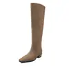 Botas Altas de Moda Casual Plisadas de 4.5 cm 2026 Otoño/Invierno Nuevas Botas de Caballero Cuadradas con Tacón Grueso Hasta la Rodilla para Mujer
