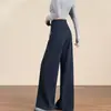Otoño 2026 Nuevo Pantalones Casuales de Cachemira Pierna Recta Cintura Alta Diseño de Cordón Holgados Adelgazantes Caída Pantalones de Pierna Ancha Mujer