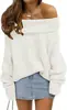 Suéter de Tricô de Um Ombro Amazon Fashion para Mulheres, Suéter de Manga Longa Estilo Preguiçoso Solto Off-Shoulder, Novo Conjunto de Cor Sólida Outono e Inverno