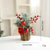 2026 Árbol de Navidad de Escritorio de Amazon Decoraciones Navideñas DIY Corteza de Pino Simulada Adornos de Árbol en Barril de Madera en Stock