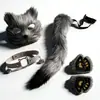 Accesorios de disfraz de zorro pequeño para Halloween: guantes, diadema, accesorios para el cabello, tocado de zorro demoníaco de mascarada, accesorio de cola de zorro