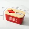 Caja de Mantequilla Cerámica Transfronteriza con Cuchillo y Tapa, Caja de Almacenamiento para el Hogar, Caja Conservadora de Frescura, Caja de Almacenamiento de Queso para Cocina, Lista para Venta al por Mayor