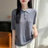 Estilo Transfronterizo Old Money 26 Verano Mujer Cuello Solapa Patrón Ondulado Hueco Manga Corta Tejido Transpirable Delgado Versátil Blusa