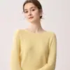 Suéter de cachemira 100% pura sin costuras de primera línea para mujer, dobladillo enrollado, cuello redondo, suéter base de punto simple para commuting, suave y pegajoso