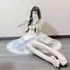 Conjunto de Verano Lolita Estilo Chino Hanfu, Vestido de Cuello Cruzado Estilo Chino, Conjunto de Cosplay Puro Deseo de Sirvienta, Falda Corta con Elementos Han para Mujer