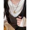 Collar minimalista de estilo coreano con bolsa de esquina de cuero negro y cuerda para mujer, nuevo 2024, artístico, elegante, largo para el cuello con cadena
