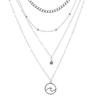 Collar con colgante de aleación con incrustaciones de diamantes de varias capas, accesorio de playa de verano para mujer, estilo europeo y americano, de cuatro piezas