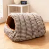Nido para Gato Cerrado Desmontable y Lavable Universal Cuatro Estaciones Nido de Gato de Invierno Saco de Dormir con Forro de Felpa Nido Engrosado para Perro Pequeño