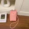 Bolsa para Teléfono Móvil de Color Macarrón Estilo Coreano Casual con Sencillo Patrón de Lichi para Mujer, Versátil y Elegante para el Viaje Diario, Bolso Cubo Cruzado