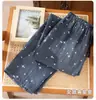 Venta al por mayor Envío directo Primavera Verano Algodón Lino Ropa de casa para mujer Cintura elástica Pierna ancha Pantalones cortos Casual Cómodo Pijama para el hogar