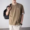 Camiseta de Manga Corta de Dos Piezas Falsas de Gama Alta para Hombre, Nueva de Verano 2026, Corte Holgado, Cuello Redondo, Patchwork, Camisa Informal y Elegante de Media Manga