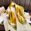 Bufanda de Seda Elegante con Brocado para Mujer Temporada de Primavera, Protector Solar, Bufanda Cuadrada con Estampado Digital Floral de Seda Artificial, Chal, Pañuelo para la Cabeza