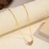 Collar de Acero Inoxidable con Colgante de Corazón Chapado en Oro Real Europeo y Americano Cadena para Clavícula Simple Temperamento Joyería al por Mayor