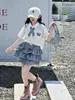 Roupas de Verão para Meninas 2026 Novo Estilo Conjuntos Elegantes Estilo Universitário para Meninas Conjunto Duas Peças de Saia de Manga Curta de Verão para Crianças