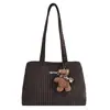 Bolsa de Axila de Lã Xadrez Simples Estilo Coreano Outono Inverno Casual Estilo Preguiçoso Bolsa de Ombro Único Grande Capacidade Bolsa Tote para o Dia a Dia Bolsa Feminina
