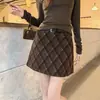 Falda Corta de Lana a Cuadros Estilo Coreano para Mujer Falda Corta Mujer Otoño Invierno Nueva Cintura Alta Adelgazante Falda de Línea A que se Ajusta a la Cadera Falda Corta