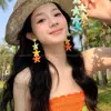 Vacaciones en la Isla~ Pendientes Tejidos de Estrellas de Mar Coloridas Estilo Resort para Mujer, Pendientes de Alta Gama, Pendientes Exagerados Impresionantes para la Costa