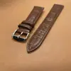Al por mayor del fabricante Correa de reloj de cuero genuino Hebilla de pasador Correa desnuda Lisa Llana Patrón de bambú Piel de vaca de primera capa Sin embalaje