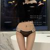 Fanxin Touch * Esta Vida Vermelho Vazado Puro Desejo Renda Diamante Alfabeto Sexy Cintura Baixa Calcinha Transparente Quente