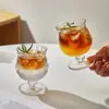 Copa de Vidrio Tulipán Baja-Alta Estilo Retro con Cintura de Perlas, Copa de Cóctel, Taza de Té de Frutas, Copa de Vino Tinto Vintage, Vaso de Agua
