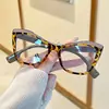 Óculos Fashion Cat-Eye Sem Grau com Cores Contrastantes, Bloqueio de Luz Azul, Estilo Europeu e Americano, Óculos de Armação Grande