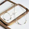 Collar Original de Piedra Natural Amazonita Gris Moonlight Cadena de Clavícula con Cuentas Collar de Perla de Agua Dulce y Cristal de Lujo Ligero para Mujer