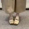 Zapatos Suaves de Estilo Nocturno Coreano para Aumentar la Altura, Zapatos Mary Jane Versátiles sin Cordones para Mujer, Zapatos de Ballet de Punta Cuadrada Nariz de Cerdo