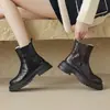 Botas Chelsea plataforma estilo britânico para mulheres Outono e Inverno 2023 Novas Botas Martin retrô com forro de pele de ovelha e lã Botas de neve de lã