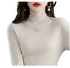 Suéter de lana 100% para mujer, cuello alto, otoño e invierno, primera línea, real, ajustado, manga larga, jersey de punto rojo básico.