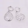 Pendientes Elegantes Estilo Coreano Sin Agujeros en las Orejas para Mujer Geométricos Redondos Clip de Oreja de Resorte Acero Inoxidable Hueco Gota de Agua Clip de Oreja Clip de Oreja de Moda