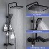 Grifo Negro de Cobre para Ducha, Artefacto de Baño, Calentador de Baño, Boquilla, Cabezal de Ducha a Presión para Baño, Juego Completo