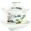 Gaiwan Sancai Cerámica de Porcelana Blanca Azul y Blanco Kung Fu Juego de Té Venta al por Mayor Logo Regalo Corporativo de Negocios